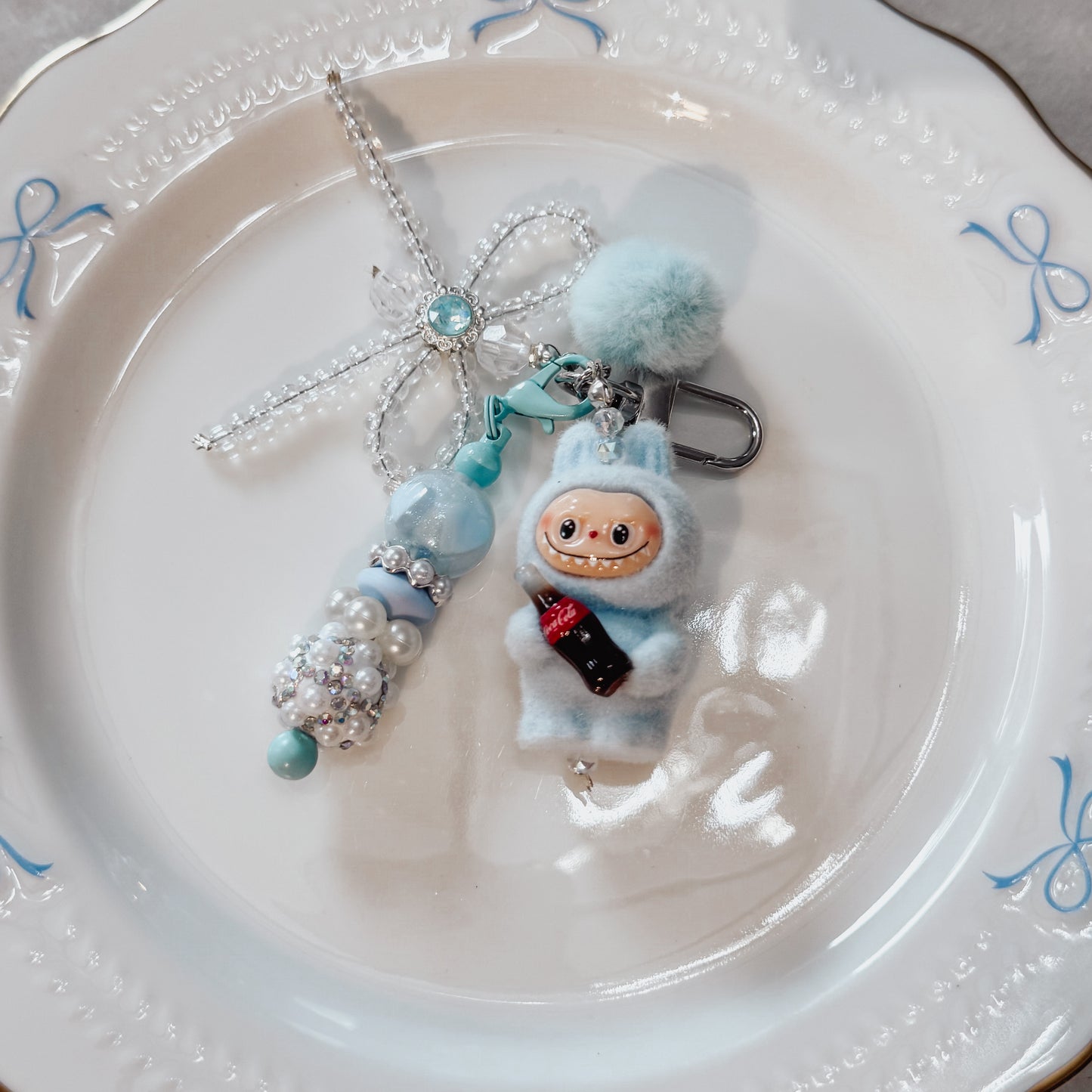 Blue Labubu Soda Purse Charm