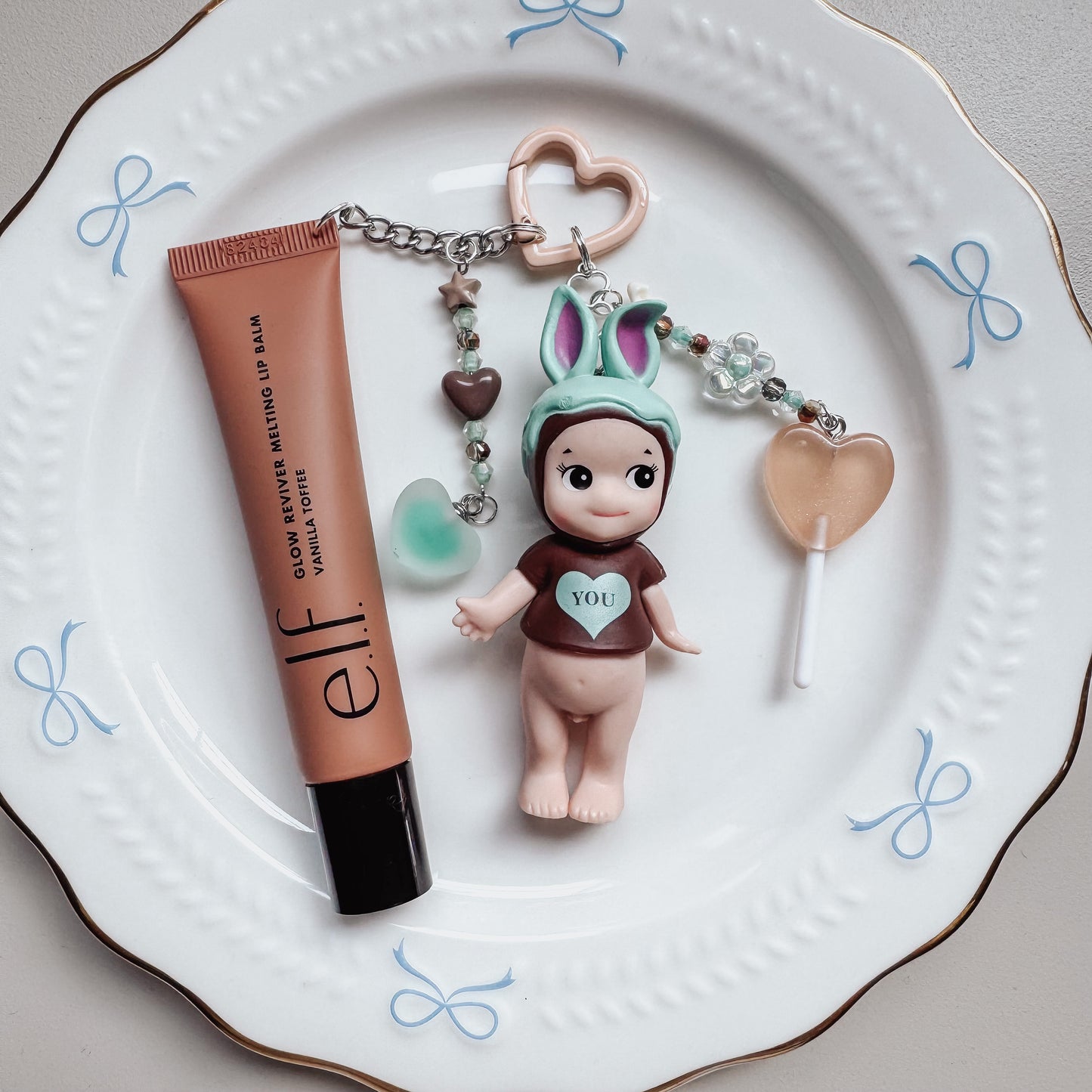 Teal Bunny Sonny Angel Lippie Charm with Mirror