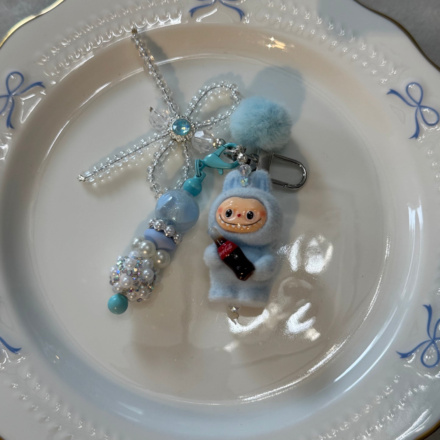 Blue Labubu Soda Purse Charm