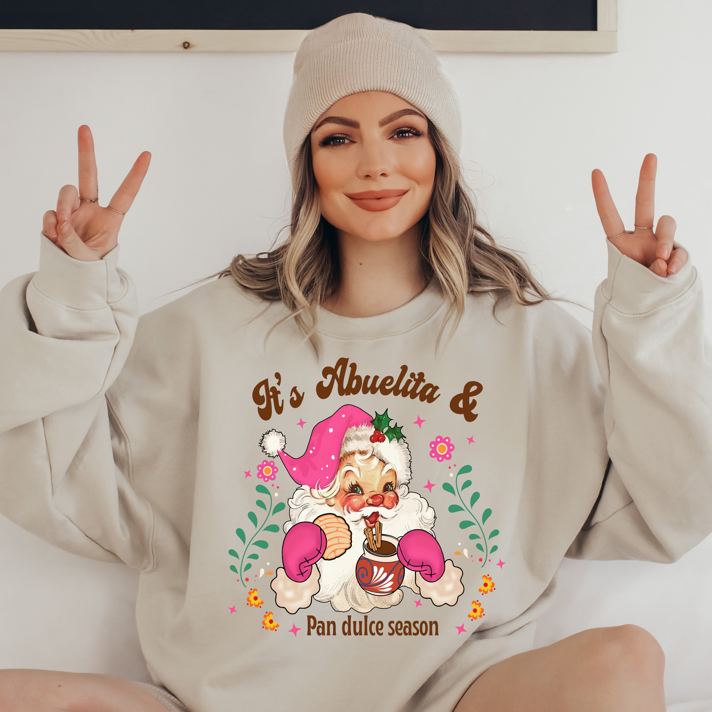 Pink Santa Abuelita and Pan Dulce