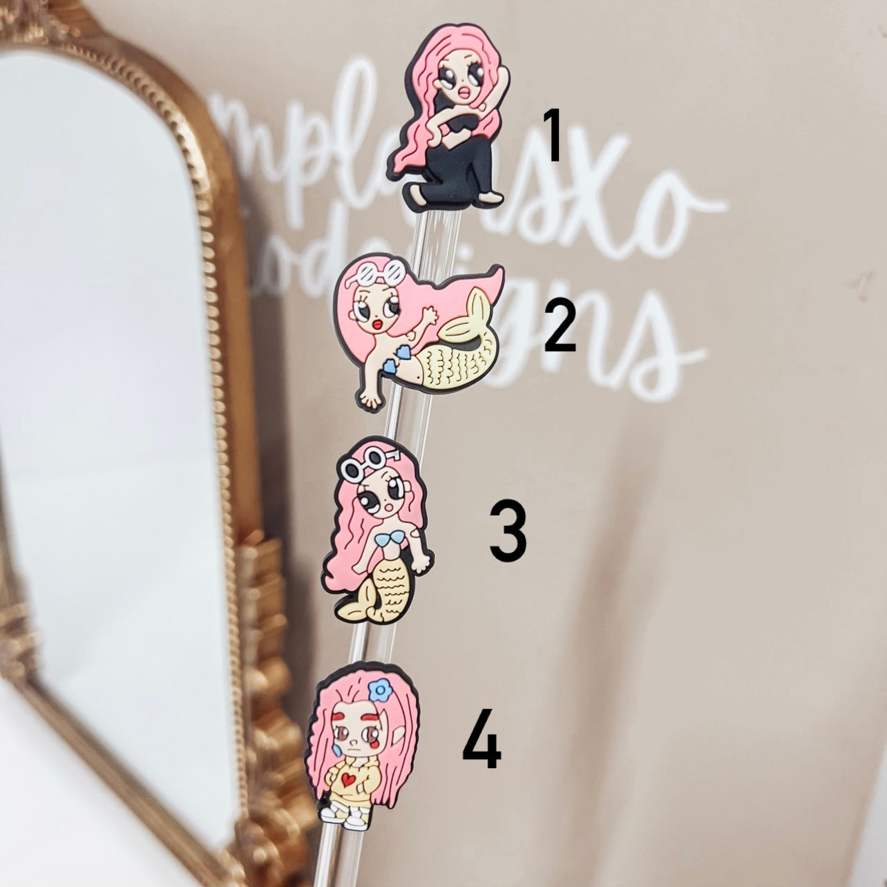 Pink Hair KG Straw Charm