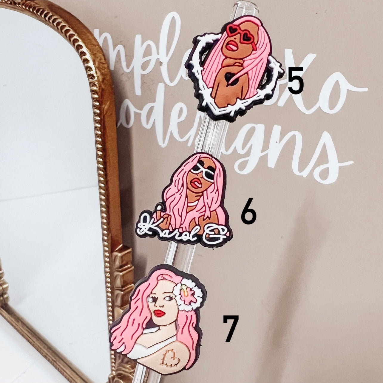 Pink Hair KG Straw Charm
