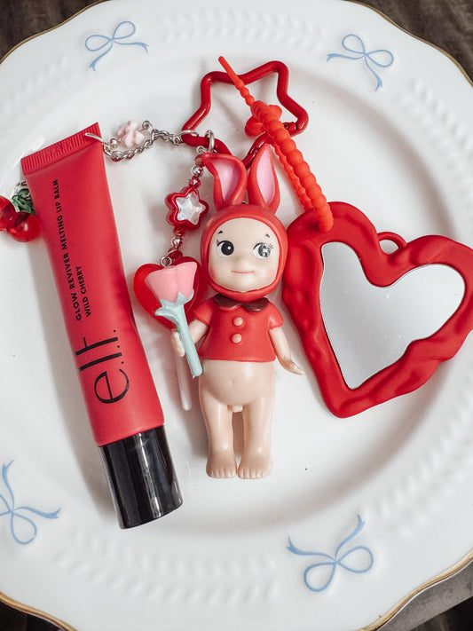 Red Sonny Angel Lippie Charm with Mirror